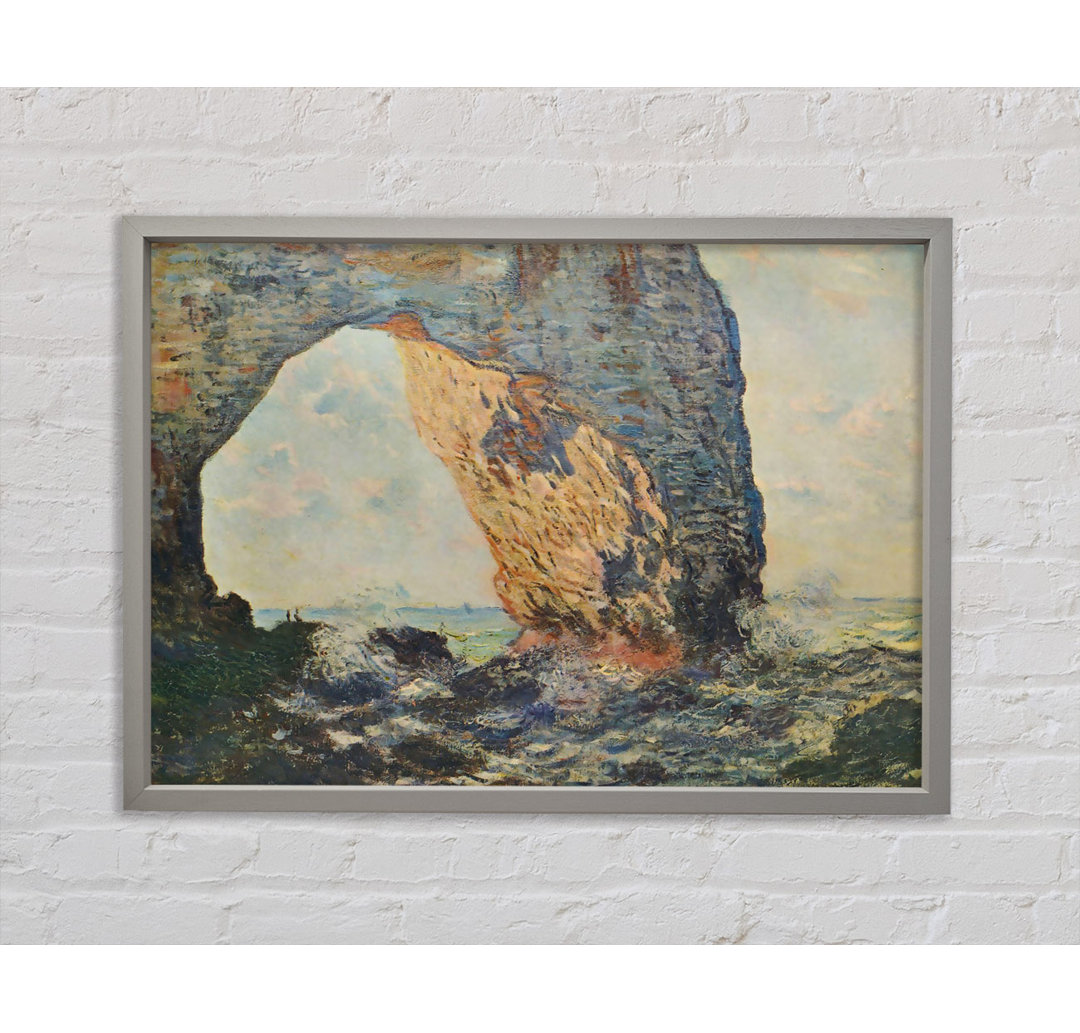 Monet Die felsigen Klippen von Etretat La Porte Man 1 - Einzelbildrahmen Kunstdrucke auf Leinwand