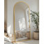 Miroir de plancher noir arqué avec support, miroir autoportant de 38 po x 77 po pour chambre à coucher