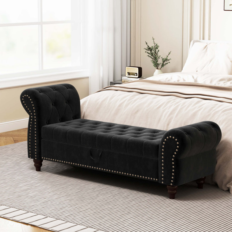 64.5" Bed Bench, Black