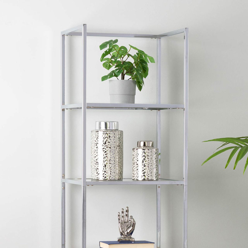 Adrio Book Shelf for Study Room Furniture, Metal Ladder with Chrome Finish, 189cm H x 53cm W x 44cm D