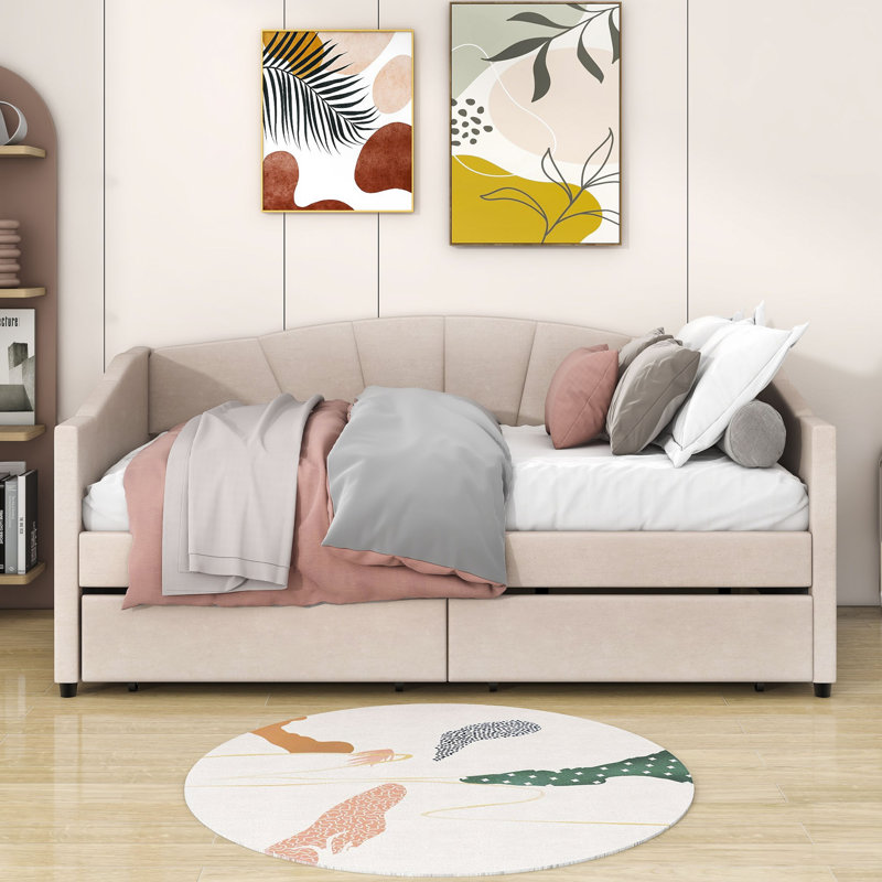 Lit de jour rembourré Oniya, Beige