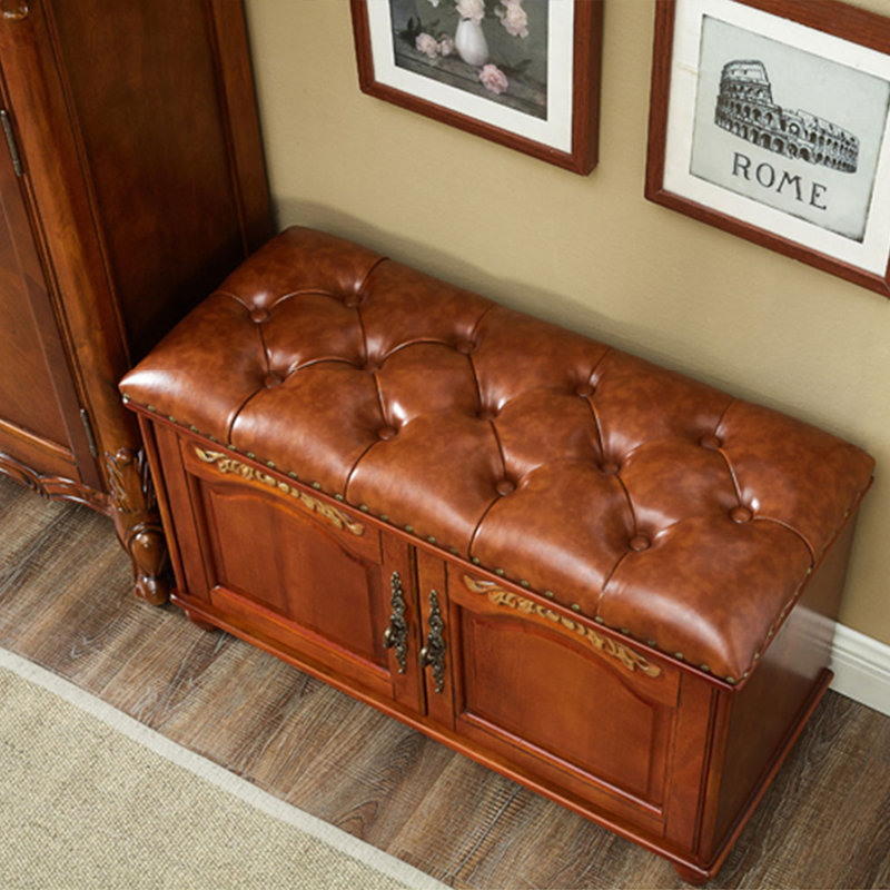 Brown Upholstered Bench