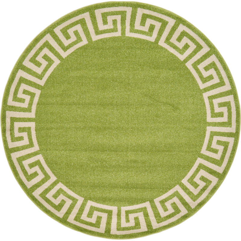 Balabak Power Loom Light Green Rug, Round 6'1"