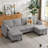 100.79" Corduroy Large U Shaped Sofa With 2 Storage Ottomans-160345058
