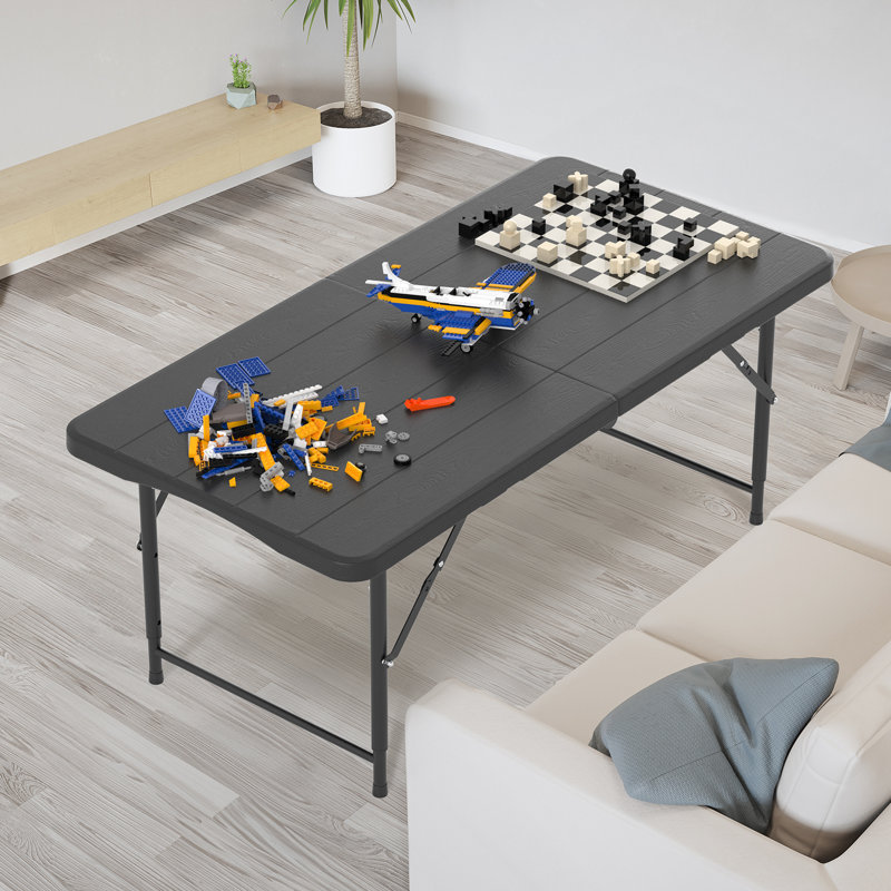 4 Ft Black Plastic Rectangular Folding Table
