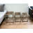  Transitional Set of Three Silver and Brown Solid Wood Nested Tables