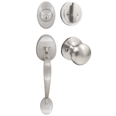 Mill Creek Handleset With Highland Knob, KW Keyway, Clear Pack, Satin Nickel By Stone Harbor Hardware -  HL100420