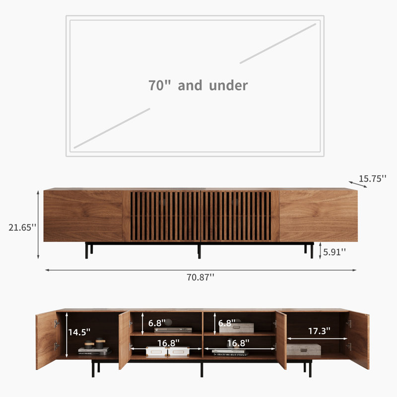 Medieval Modern TV Cabinet with Storage & Wire Holes