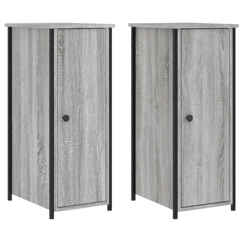 Memuna 32cm W Iron Bedside Table, Grey Sonoma, Set of 2