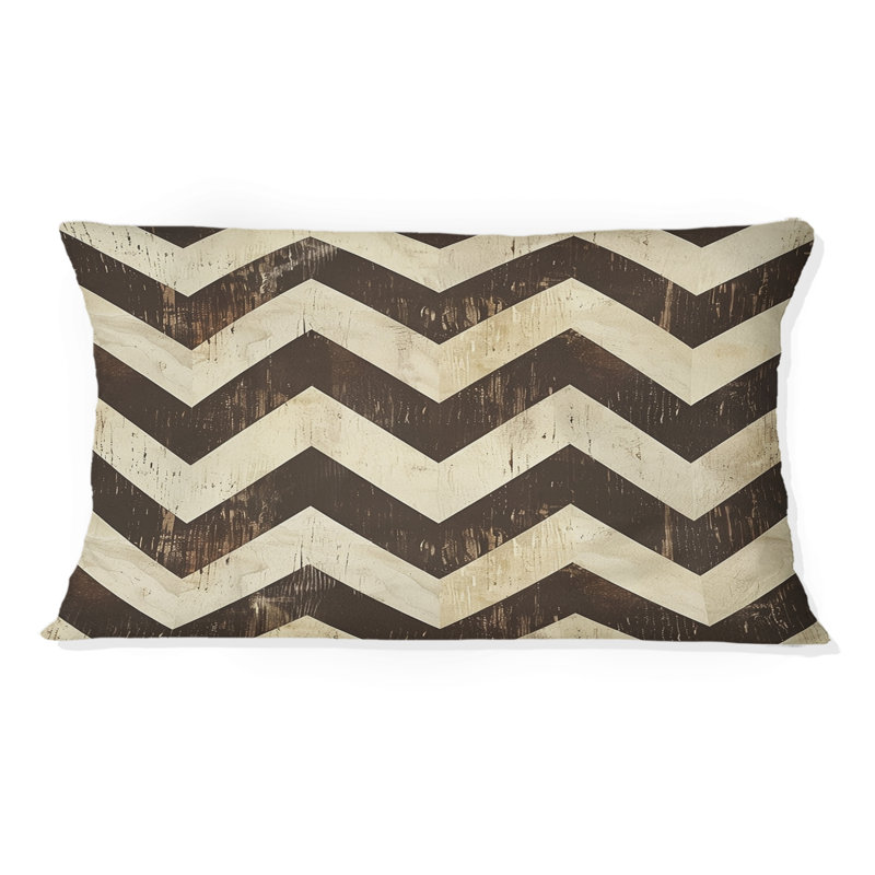 Coussin lombaire transitionnel brun crème à chevrons Glam I