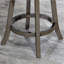 Tabouret pivotant à dossier en X de 30 po de hauteur, gris vieilli, assise en tissu gris anthracite
