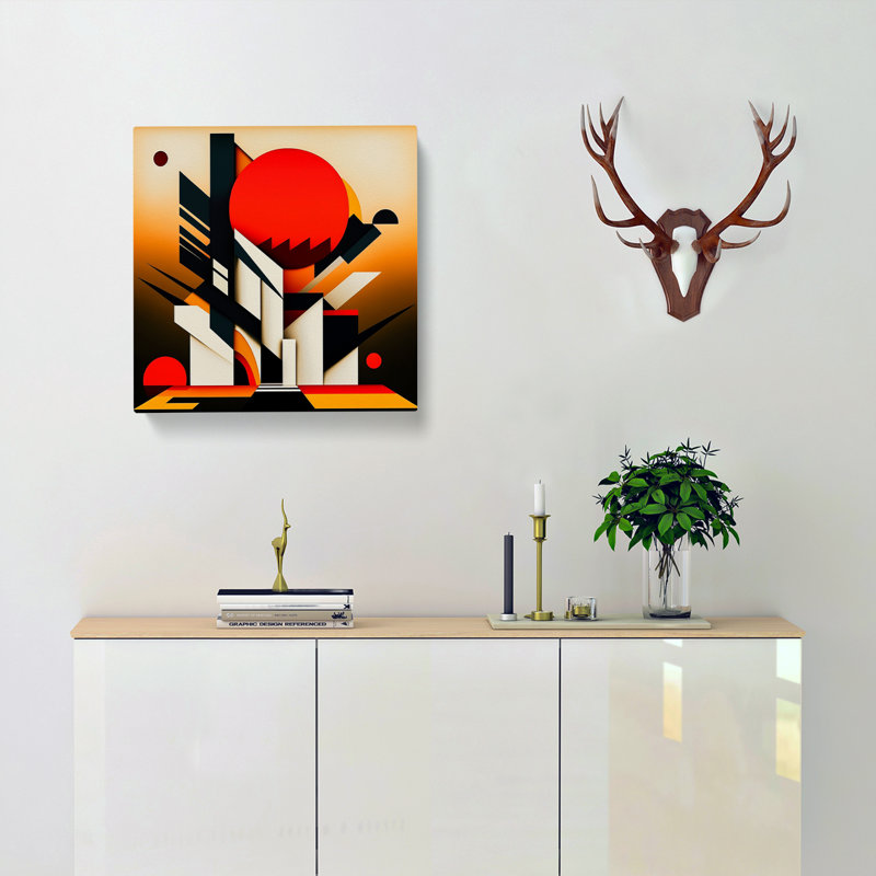 Art Deco Sunset Suprematism No.1 - Wrapped Canvas, 35cm H x 35cm W x 3cm D