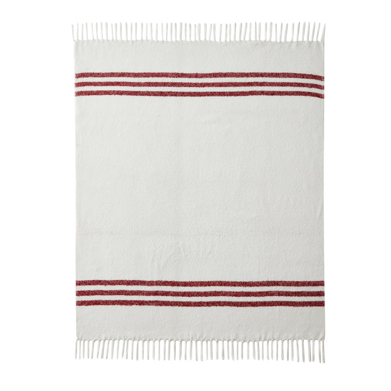 Tanya Twill Stripe Throw, 50" x 60", White/Red