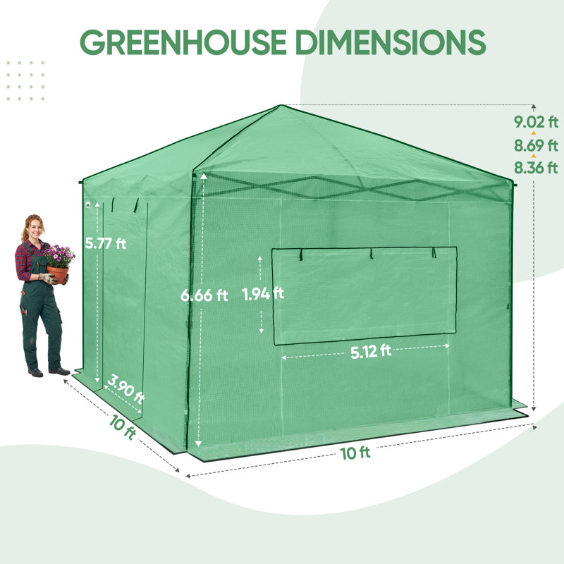 Serre Pop-Up 10 'x 10', Vert