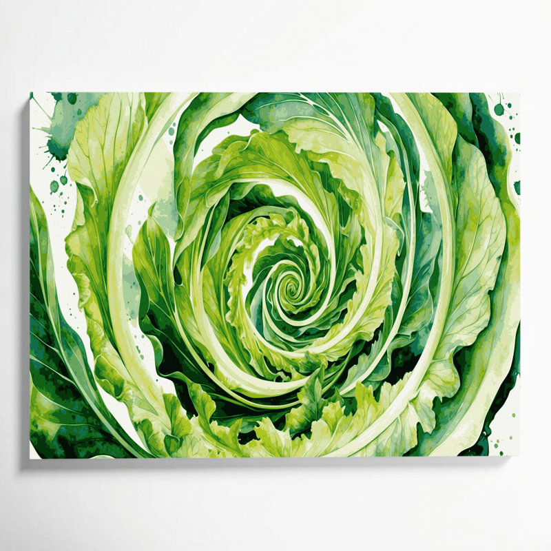 Art mural sur toile beige, légumes, endives, cichorium endivia, 11" H x 14" W