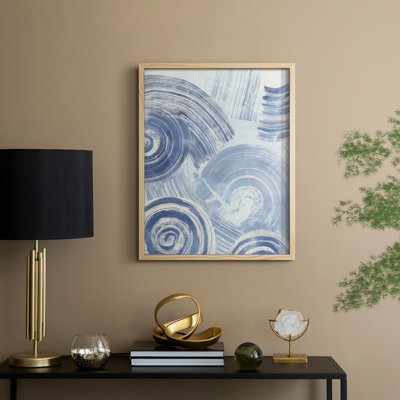 «Blue Nautilus Patterns I», reproduction encadrée - bois massif