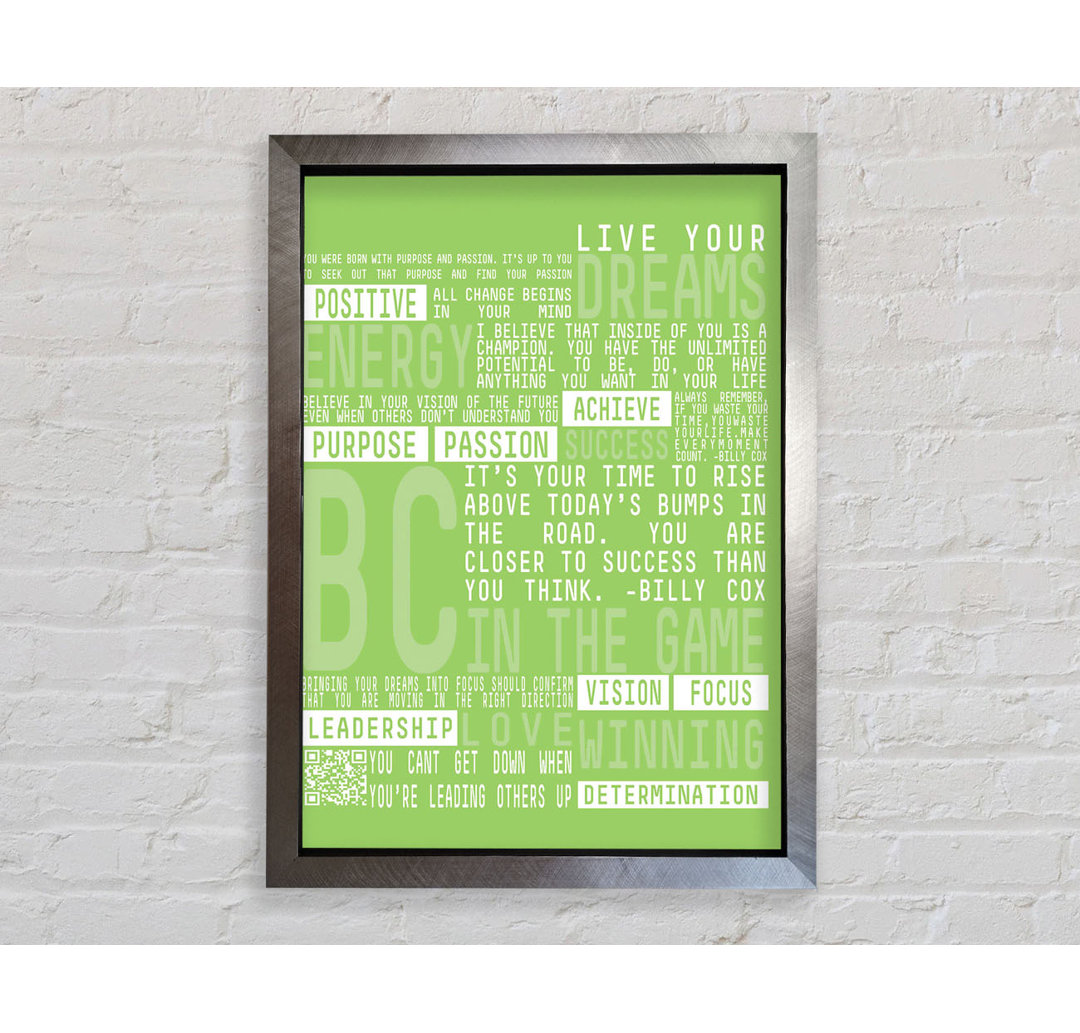 Live Your Dreams Lime Green - Einzelner Bilderrahmen Typografie