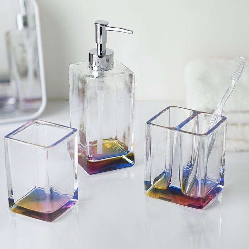 Clear Glass Iridescent Rainbow Effect Bathroom Tumbler