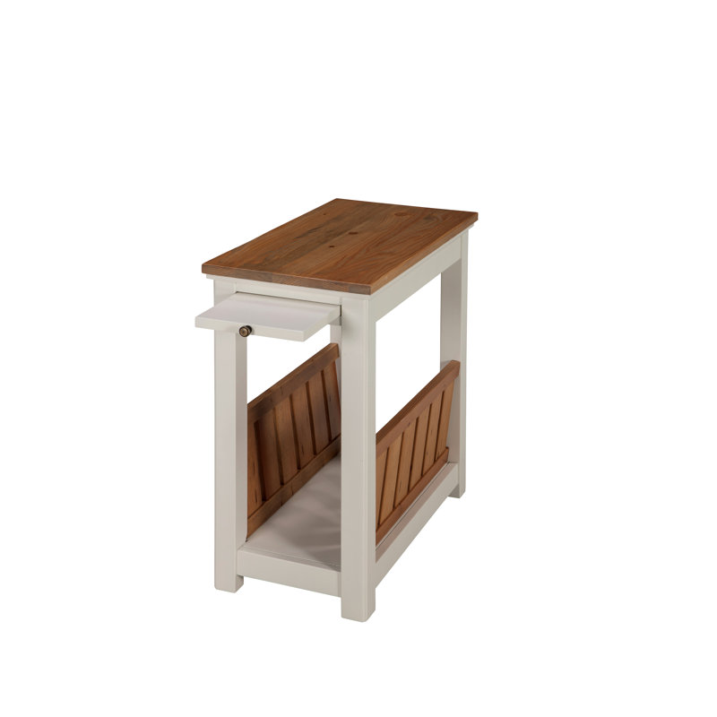 Athulya 22" Wide Cottage Beach House Design Wooden Rectangular End Table With Storage
