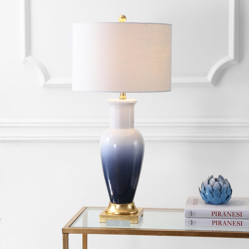 Lampe de table 32 po Merve, Blanc / Bleu marine