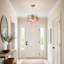 Lustre moderne en laiton 4 lumières avec abat-jour ovales en verre multicolore-1630537163-1630445643