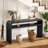 59.4'' 2-Tier Solid Wood Veneer Console Table with Waterfall Edge