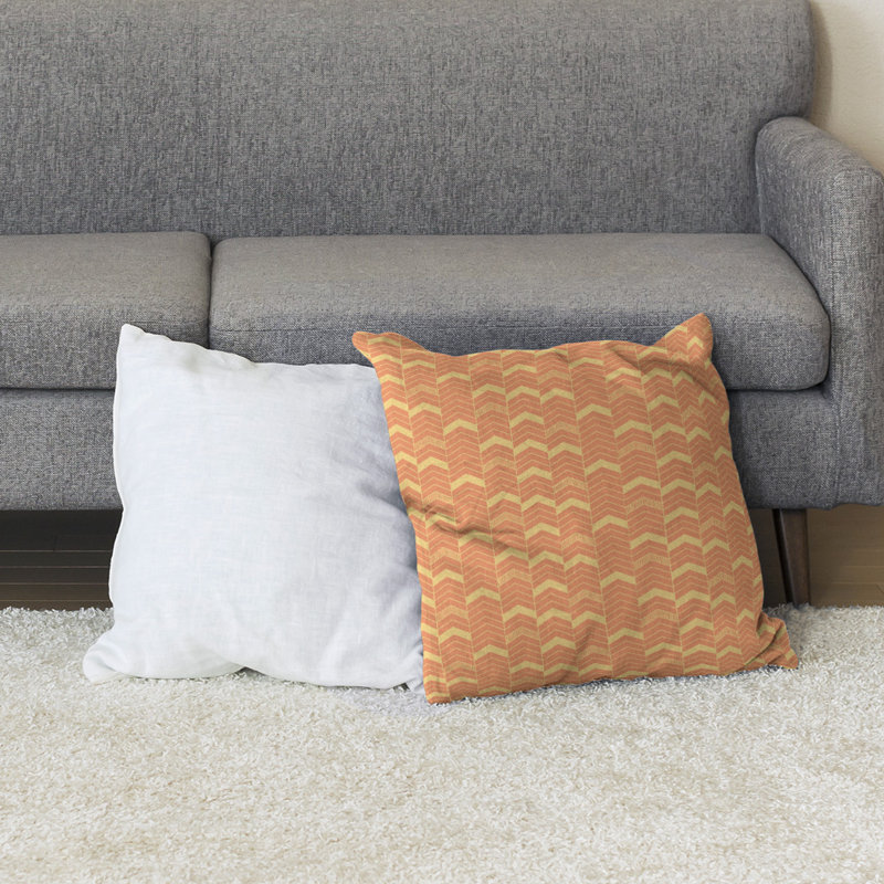 Coussin Rhonda, 28 po x 28 po, Orange / Jaune, Bourre en polyester