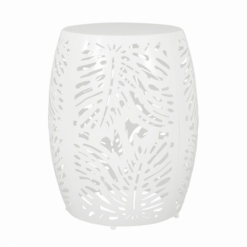 Iron End Table, Small Outdoor Table, White