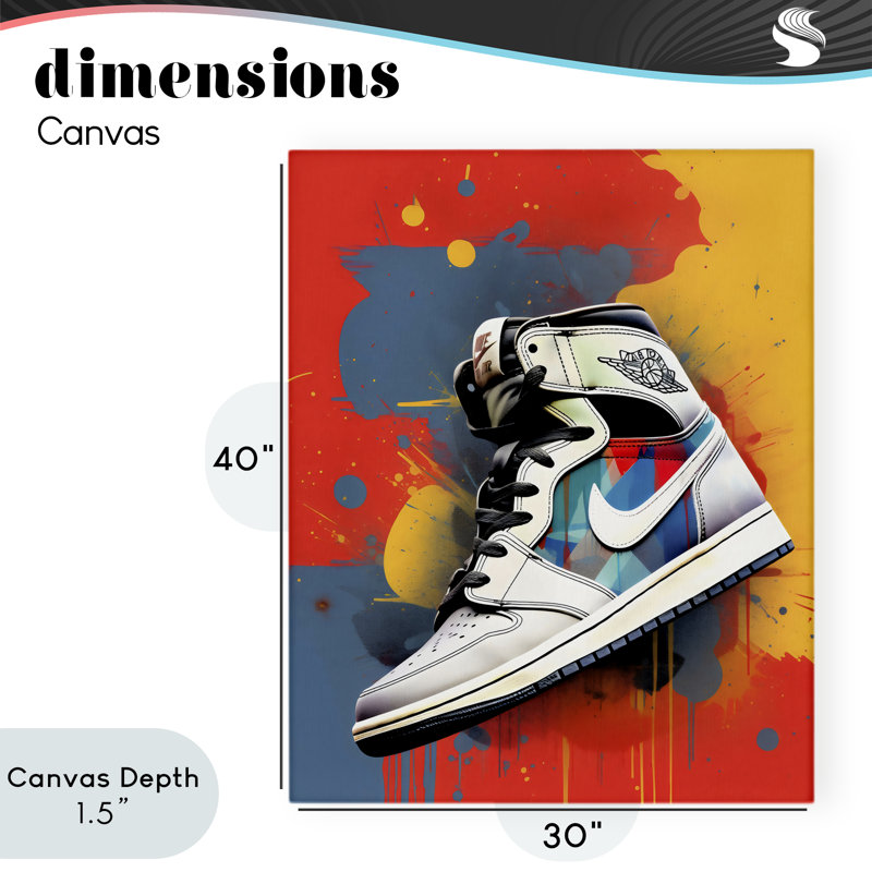 Chaussure avec toile de fond à blocs de couleurs, design par Creative Studio, H 40 po x l 30 po