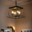 Luminaire suspendu style lustre 4 lumières de style campagnard en acier rustique pour salle à manger et cuisine-205515699