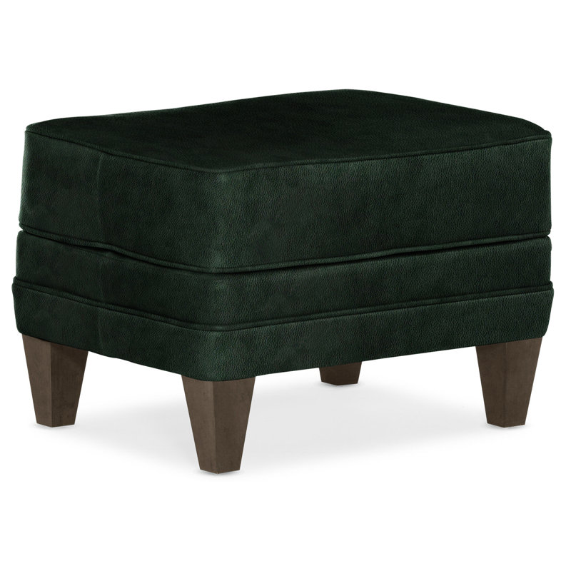 Willow Upholstered Ottoman, Cobblestone, Anilina Hunter Genuine Leather