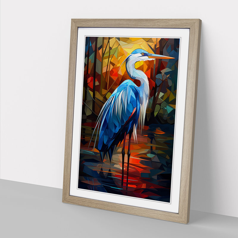 Heron Cubism - Framed Print