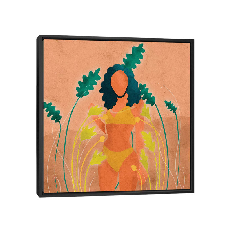 « Paige » par Reyna Noriega-impression, H 26 po x l 26 po x P 1,5 po, Toile avec cadre noir, Pas de tapis