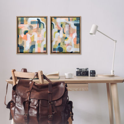  «Curved Retro Abstraction», ensemble de 2 toiles flottantes encadrées par Grace Popp