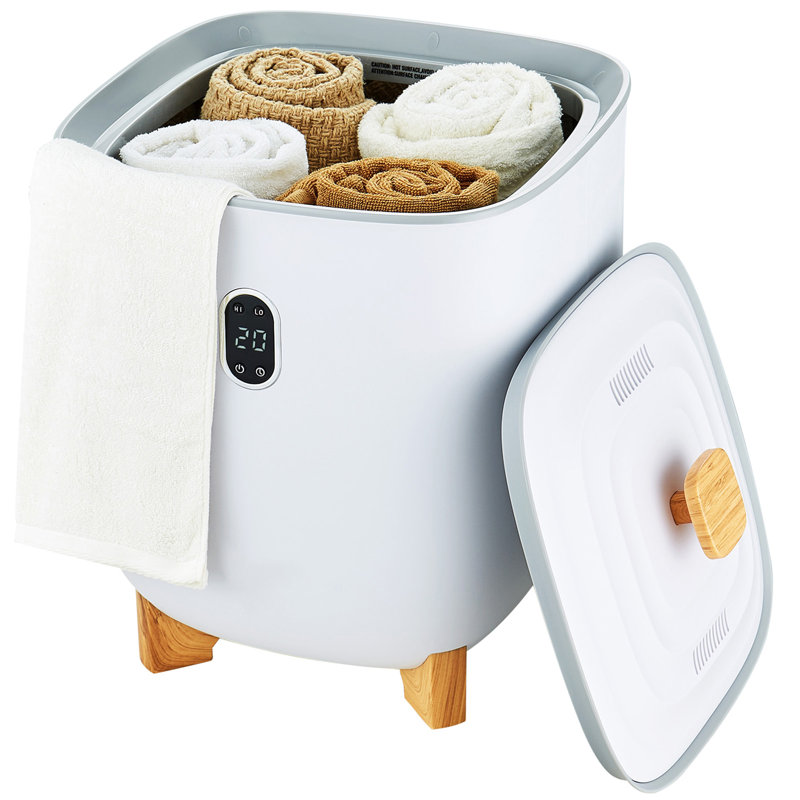 Chauffe-serviettes 25L, seau chauffe-serviettes avec 2 modes de chauffage, arrêt automatique 20/40/60/90 minutes, colonnes chauffantes inférieures, écran DEL, grand chauffe-serviettes pour salle de bain, spa, peignoir, couverture et pyjama