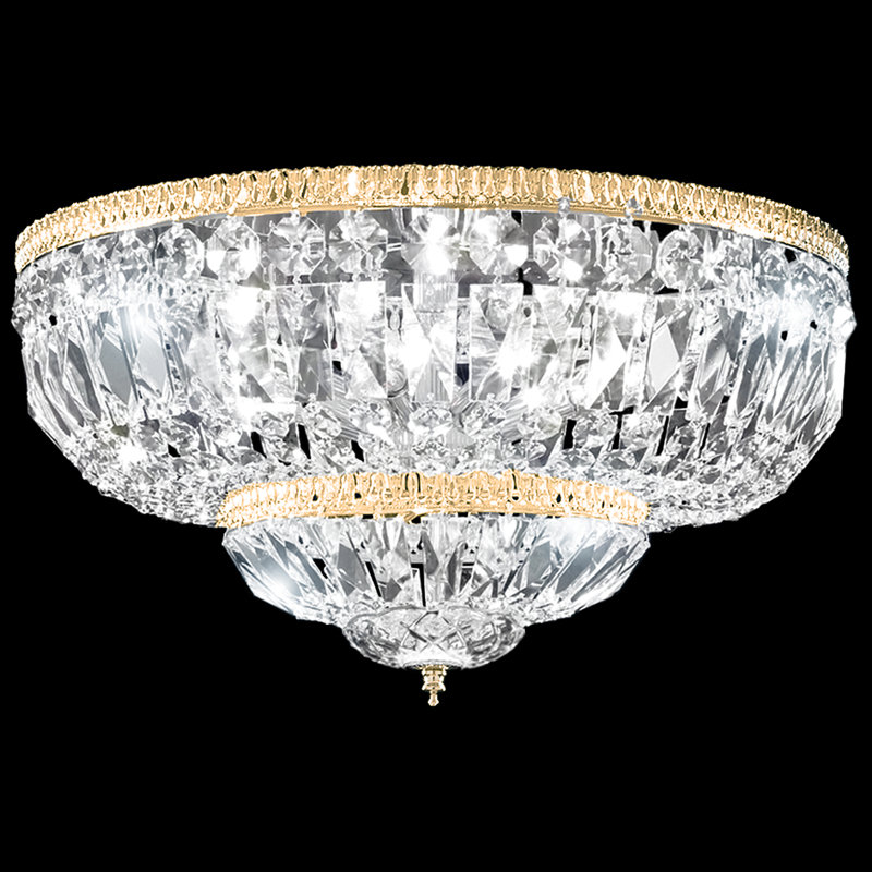 Plafonnier encastré en cristal, Or, H 11 po x l 18 po x P 18 po