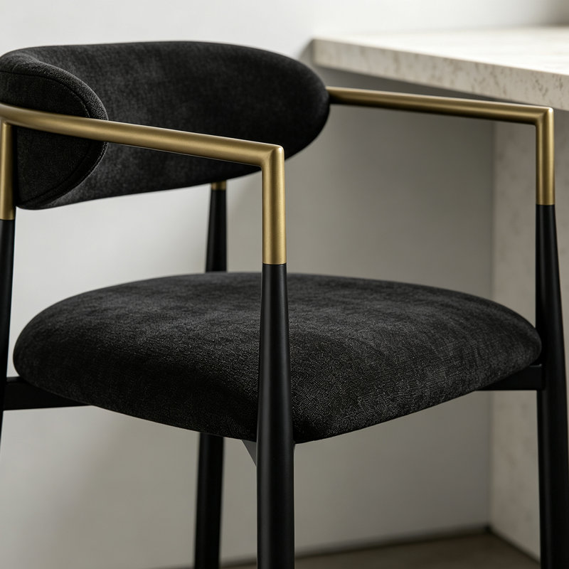 Chaise de salle à manger de luxe en tissu noir