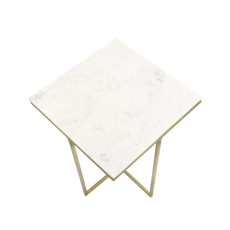 Sleek Beacon Rectangular Marble & Steel End Table