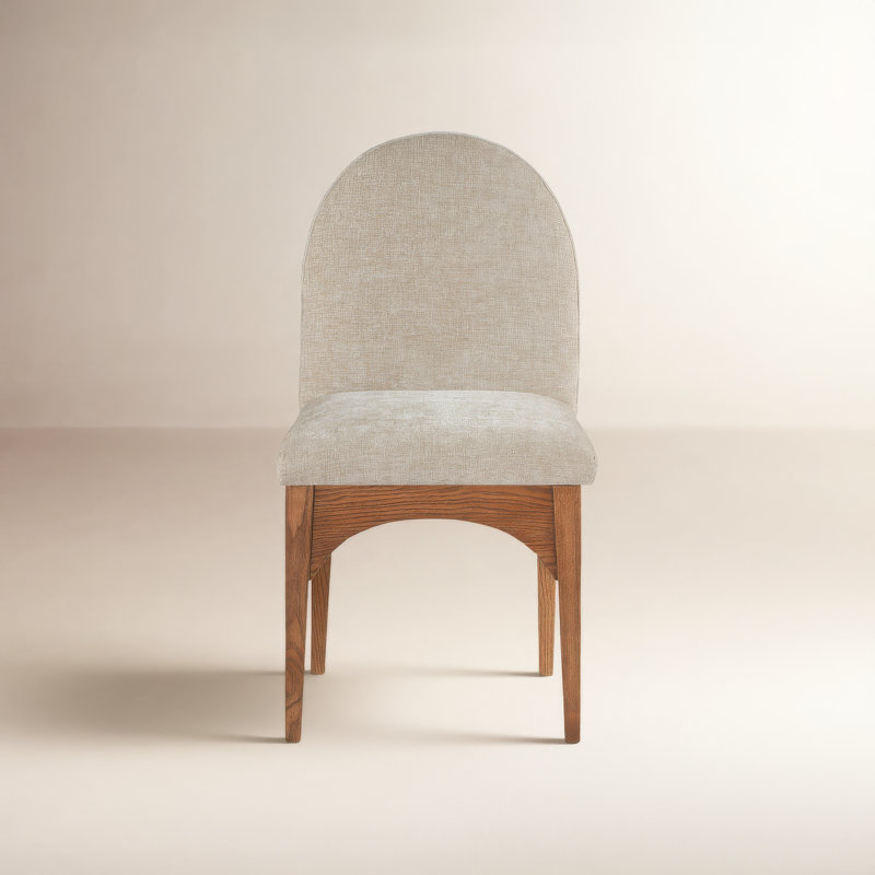 Waldorf 19.75'' H Upholstered Side Chair, Beige, Walnut
