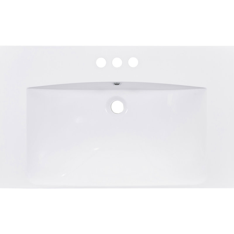30" Bathroom Basin Sink Vanity Top. Resin Material, Dependable. 3 Faucet Holes. Smooth Surface For Efficient Cleaning. Suits 30-Inch Cabinets. White. 28.54 Lb. 17.94 In. W X 6.66 H Single
