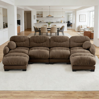 Canapé modulaire en U en chenille 4 places avec 2 repose-pieds