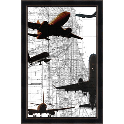 Airplane Map 1 Framed Graphic Art