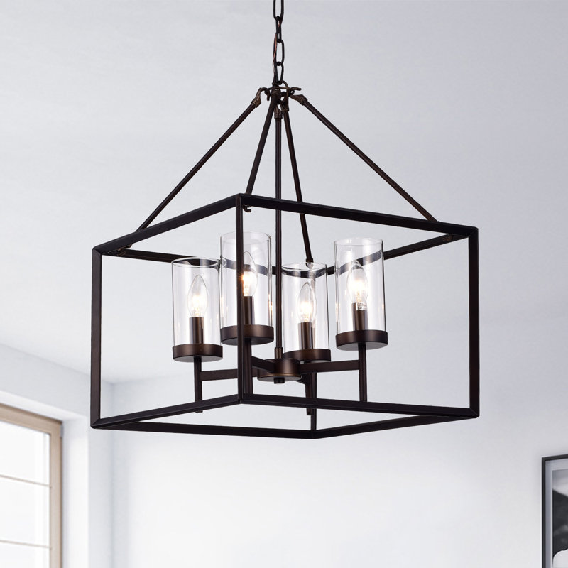 Lustre rectangulaire lanterne 4 lumières Anesia