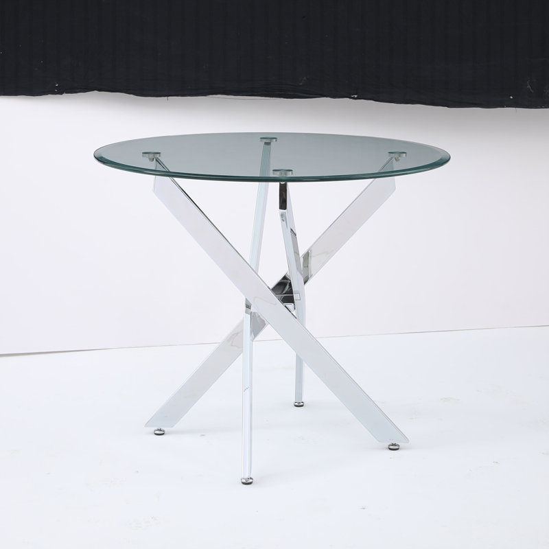Table ronde moderne en verre, Argent