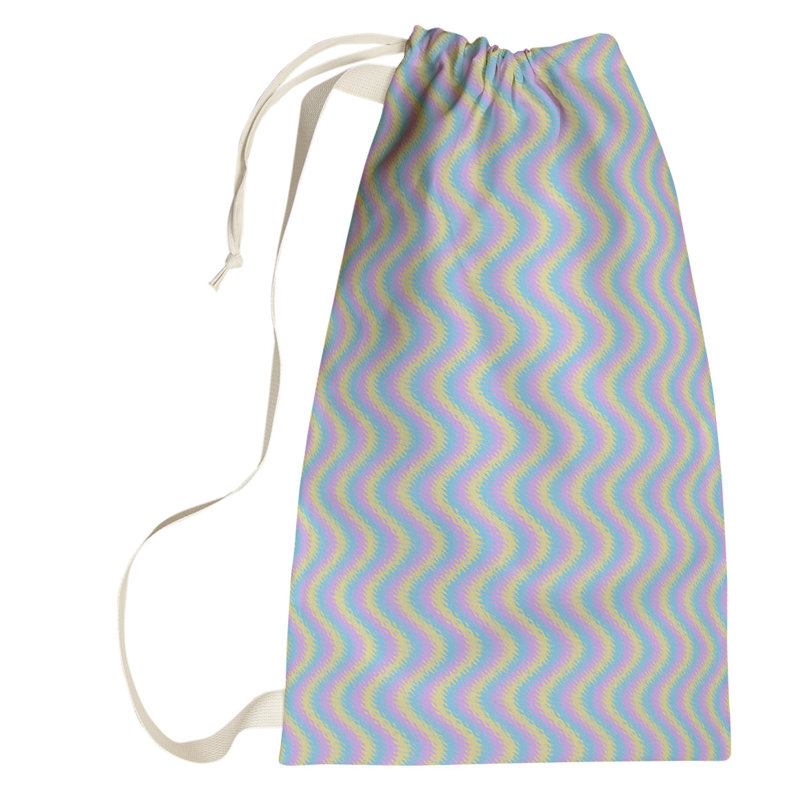 Sac à linge à rayures ondulées pastel, Petit (H 64 po x l 20 po x P 1,5 po), Pastel