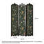 Paravent vintage en bois massif à motif floral et oiseaux-433406851