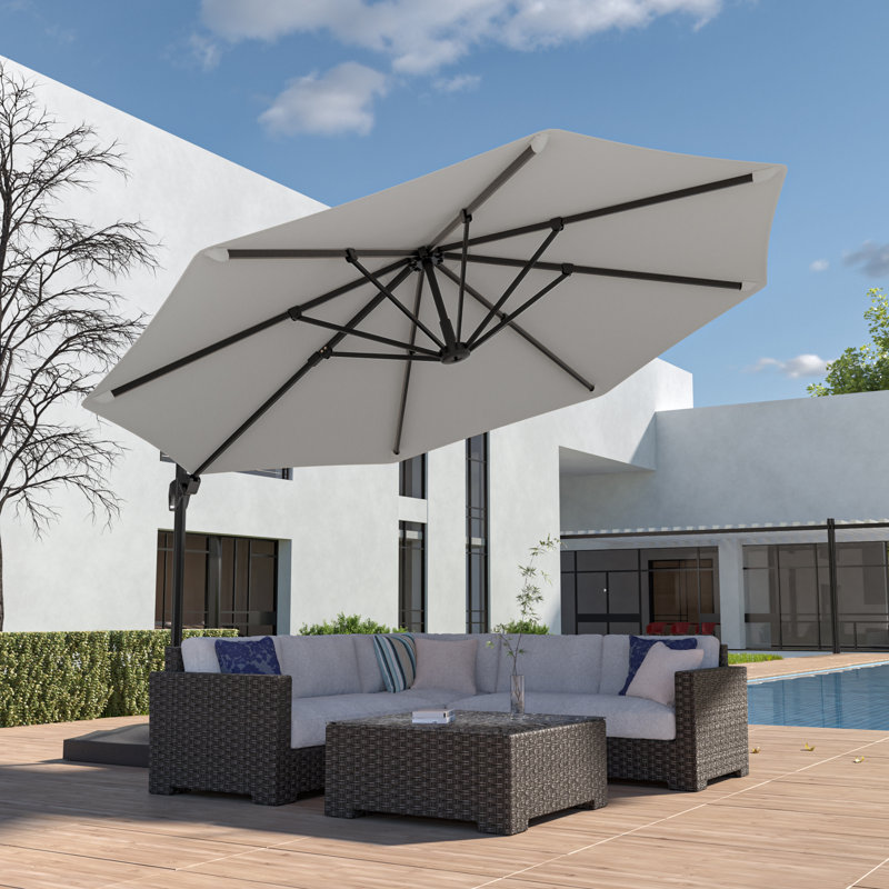 Parasol en porte-à-faux 11 pi Danasha, gris