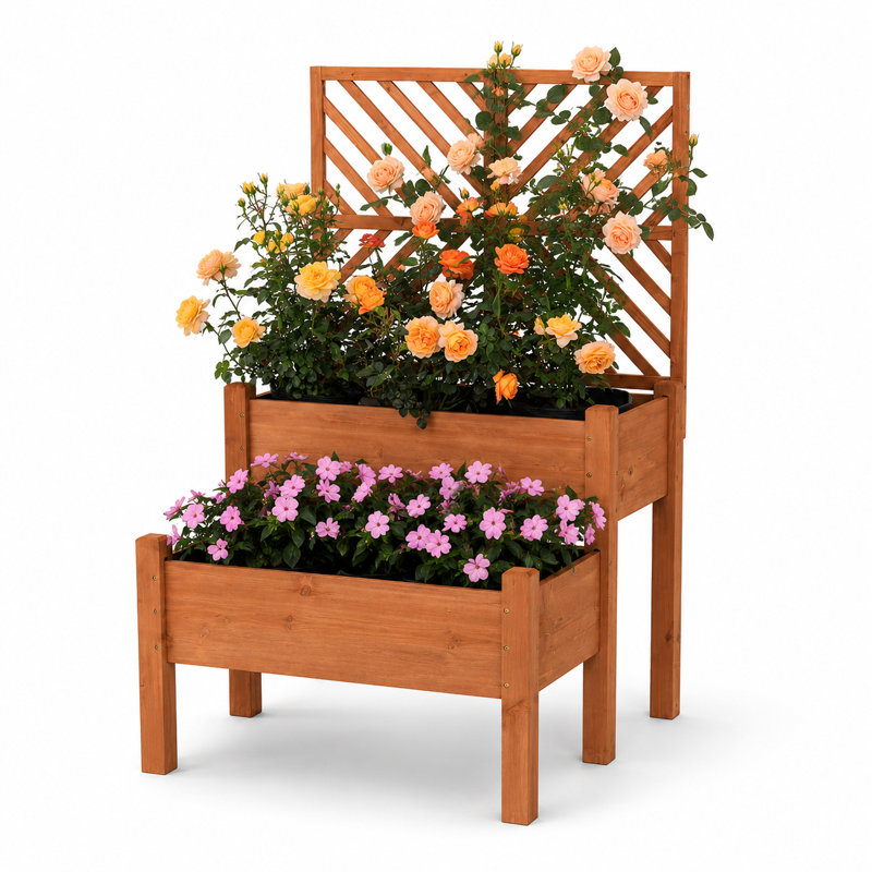 Lit de jardin surélevé en bois, Brun