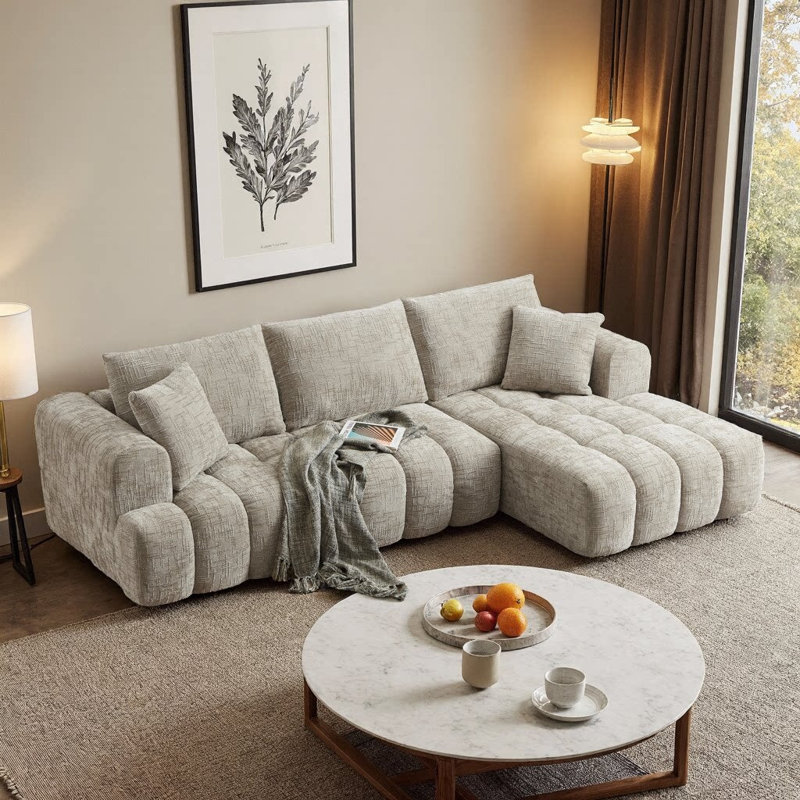 Canapé modulaire surdimensionné en L 108 po Chenille, Kaki