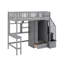Lit mezzanine simple avec bibliothèque, tiroirs, bureau et garde-robe